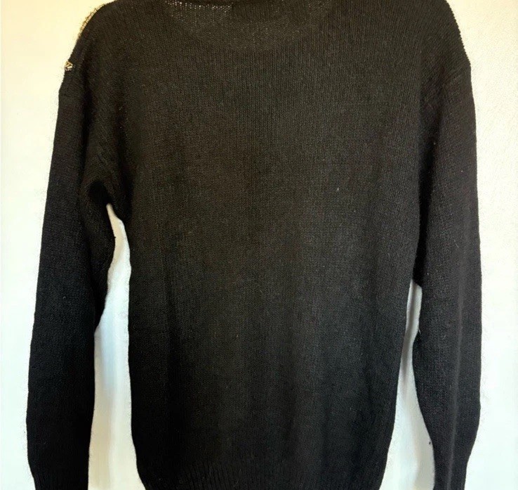 Gladys Bagley Vintage Beaded Sequin Sweater Black S 1980s