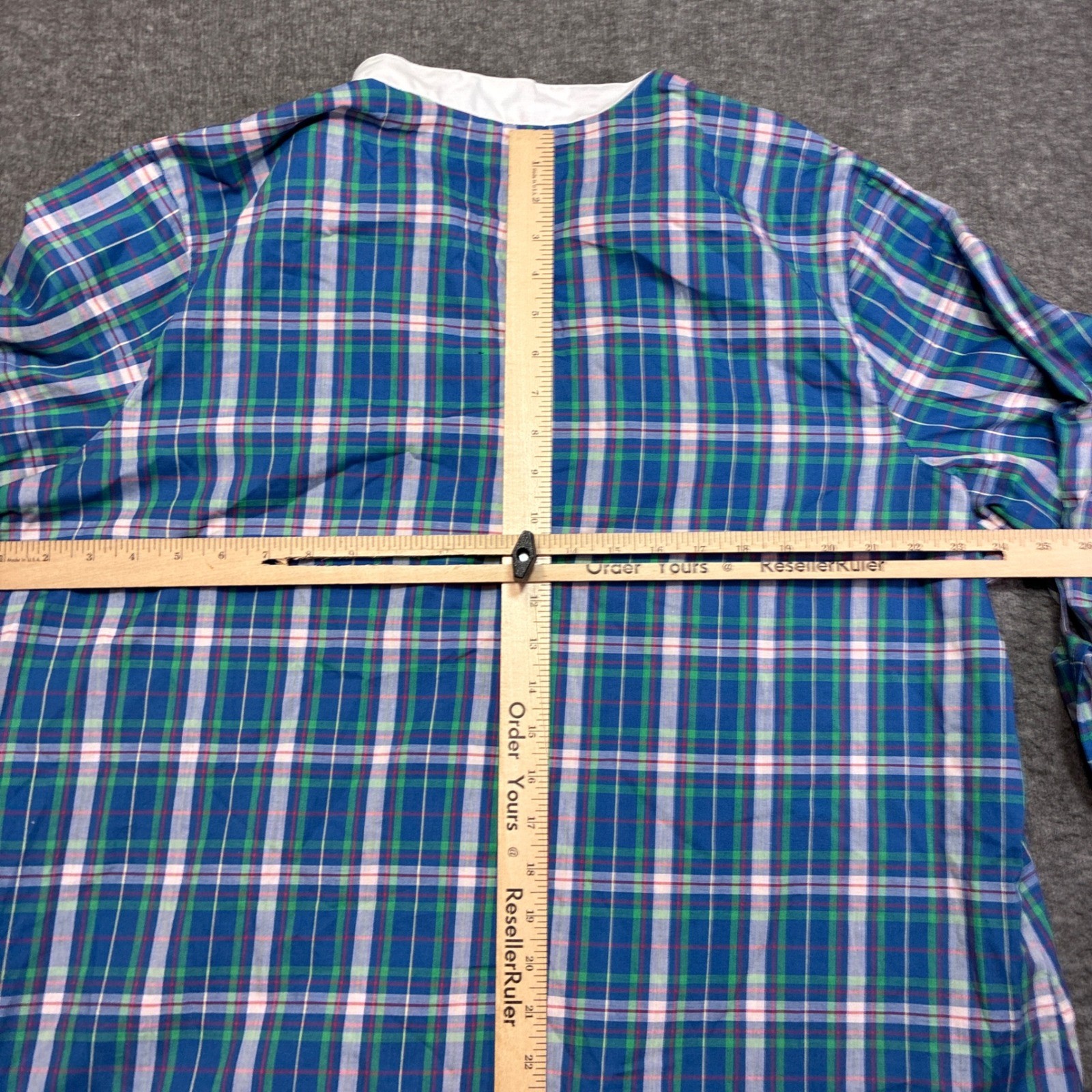 Vintage Levi Strauss & Co Plaid Blouse Women 44 Blue Green 3/4 Sleeve Large West
