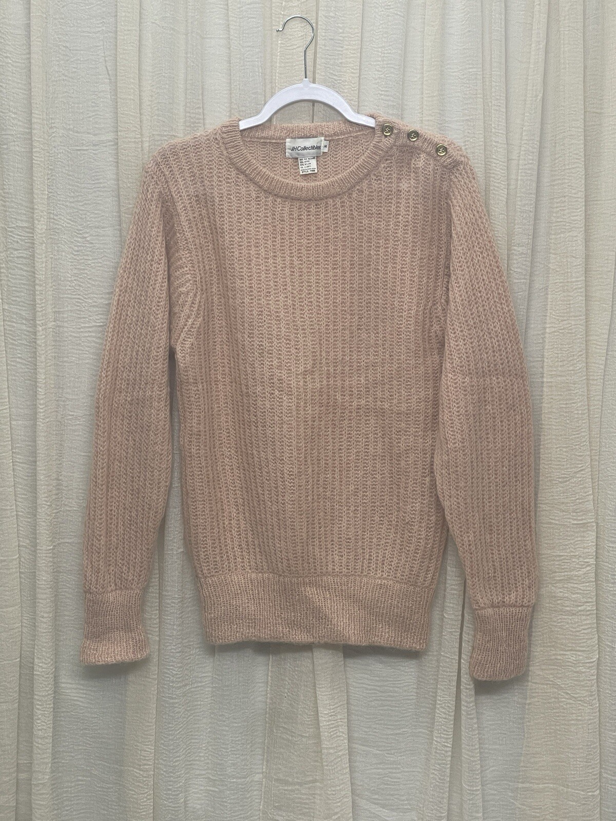 Vintage JH Collectibles Peach Sweater Kid Mohair, Wool, Nylon, Size S