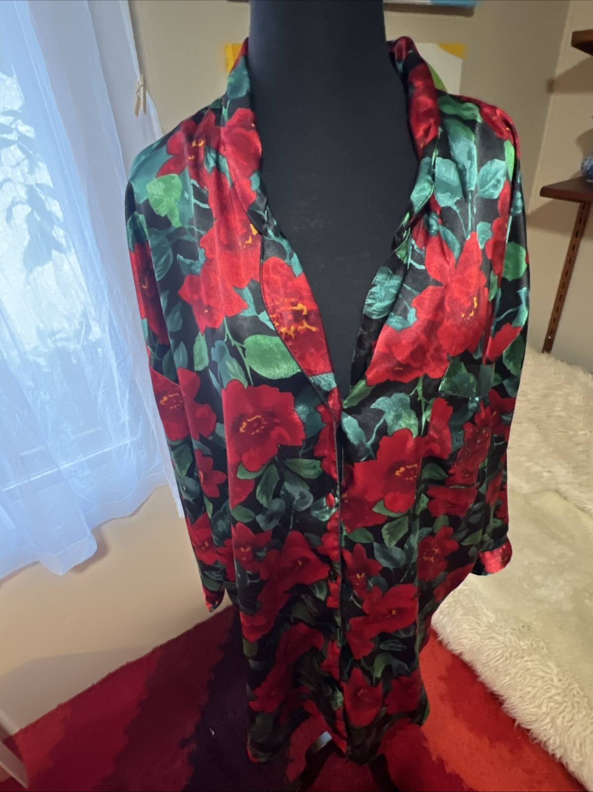 Vtg VICTORIA’S SECRET Gold Label Night Sleep Shirt Chemise Gown Floral XL