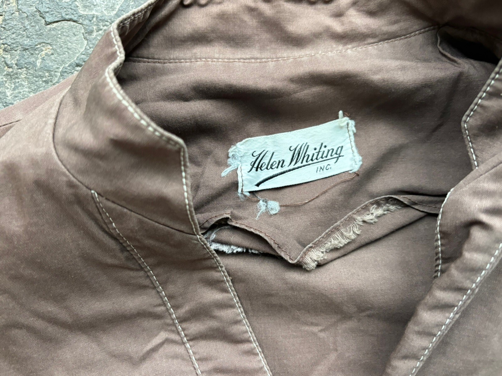 1950s Helen Whiting Sheath Dress.small/brown.front Buttons