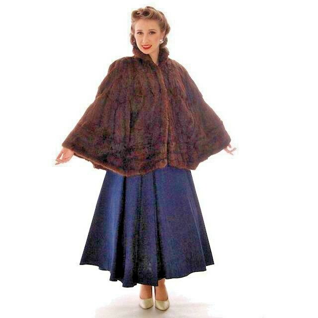 VTG 40s Dark Brown Sable Fur Convertible Stole Cape Hollywood Glamour O/S