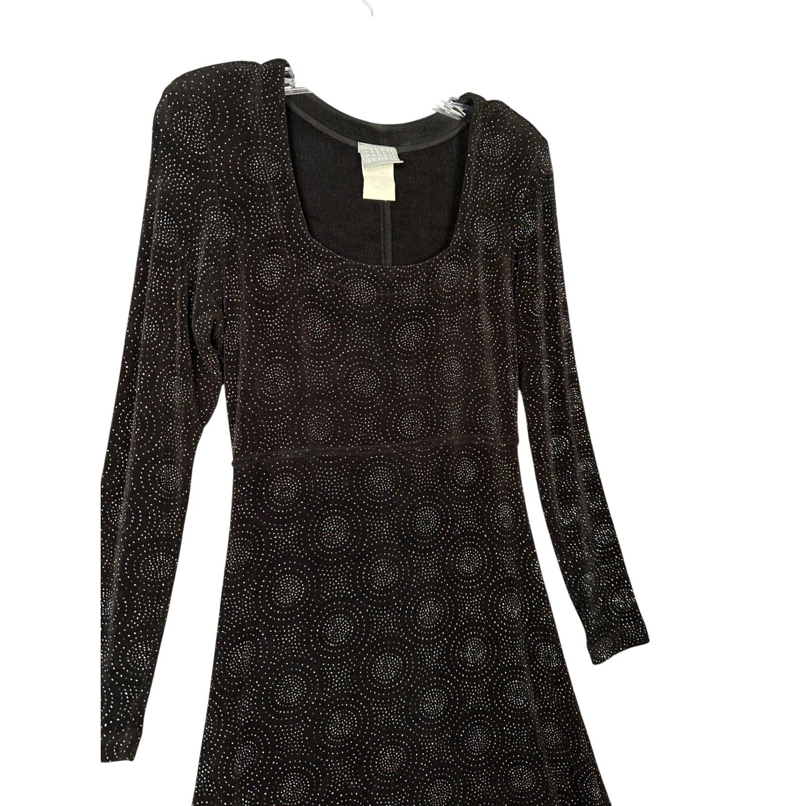 Rabbit Designs Womens Vintage Shimmer Glitter Maxi Dress Black 10 Whimsigoth Y2K