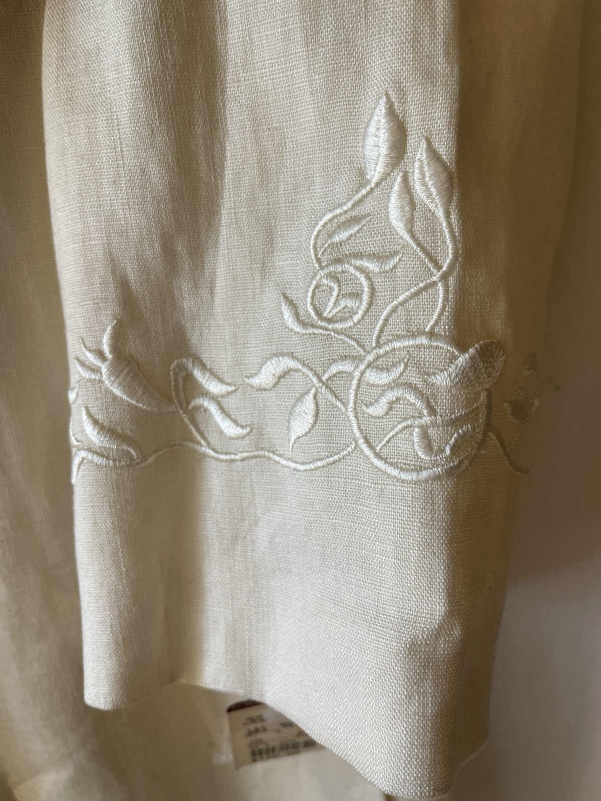 Vintage VALERIE STEVENS Pure Linen, 12, Cream Long Blazer Mandarin Collar NWT
