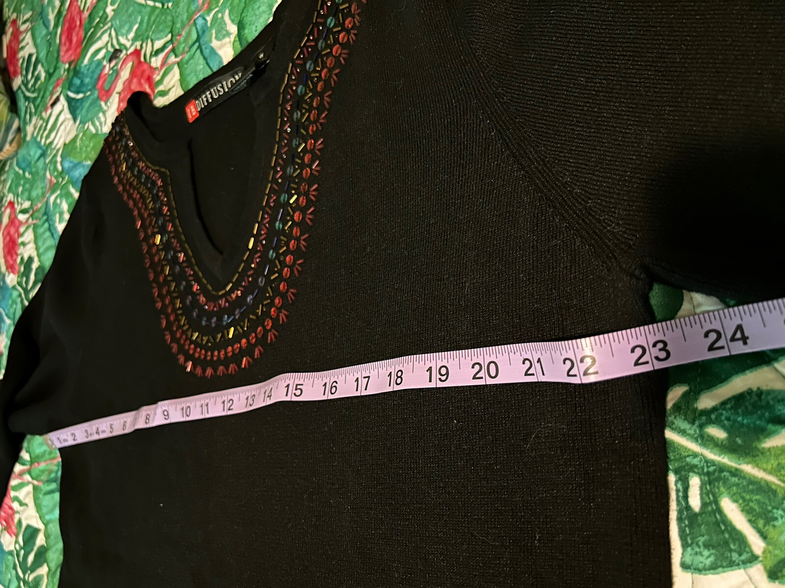 Vintage 80’s I.B. Diffusion Black sequin beaded Sweater Sz 1X Thick Raime Cotton