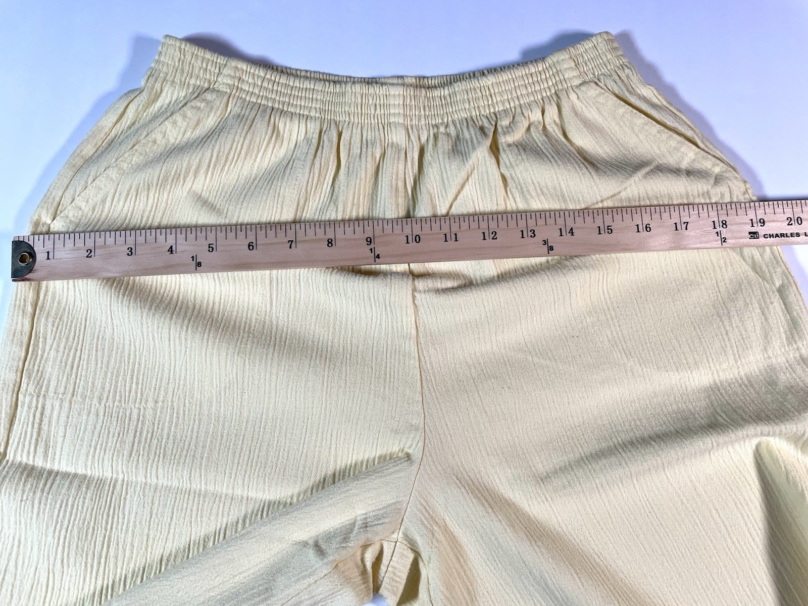 Blair Vintage Koolots Capri Pants Elastic Waist High Rise Wide Leg SZ 10 Yellow