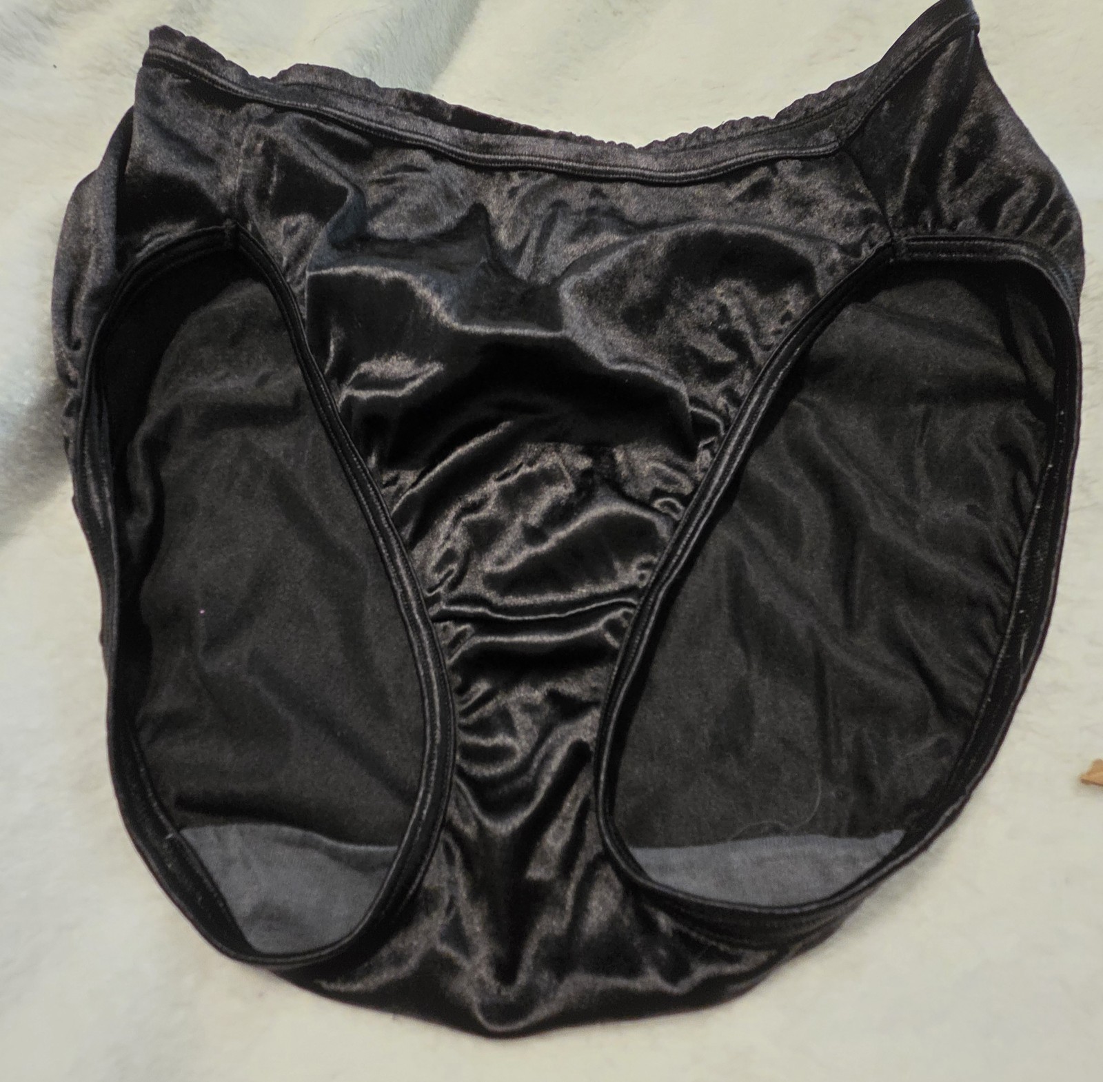 NEW Vintage Silk Shiny Black Vanity Fair Hicut Brief Panty Large 7 Nylon