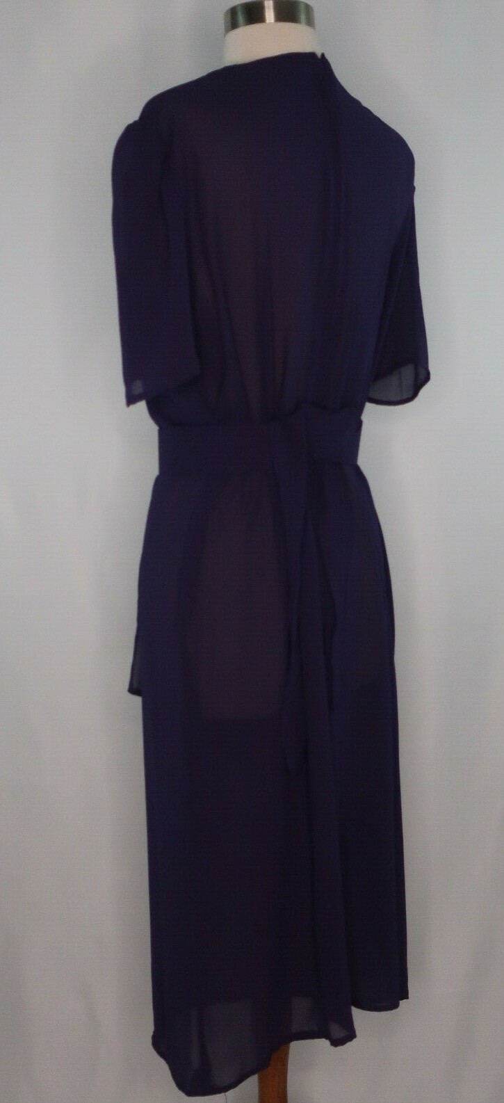 VTG Purple Sheer Belted Wrap Secretary Geek Career Cocktail Dress Sz M