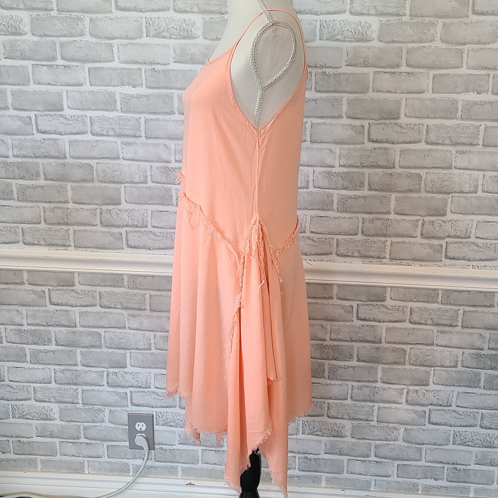 Diamante Pink Strappy Asymmetrical Raw Hem Dress Ballet Fairy Core Feminine Med