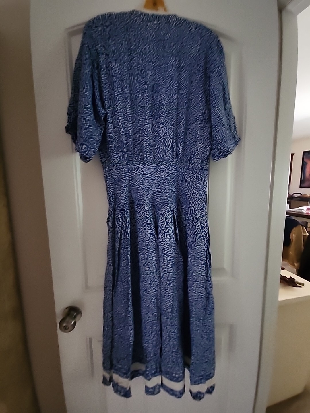 Blue And White 60s Mod Vintage Maxi Dress Fit And Flare Size X-Small/Small