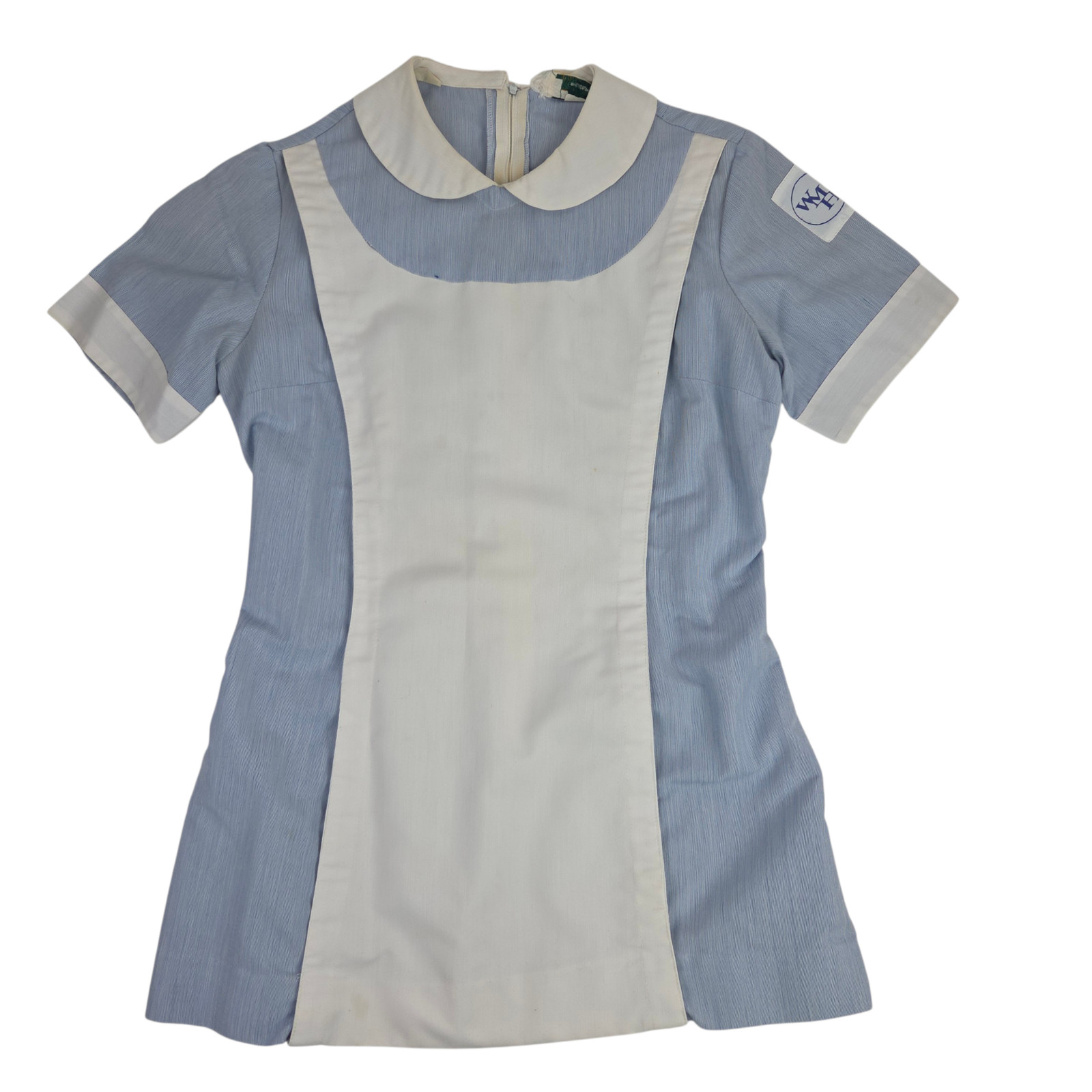 Vintage 60s 70s Profiles Inc. Blue White Pinstripe Nurse Maid Uniform Dress