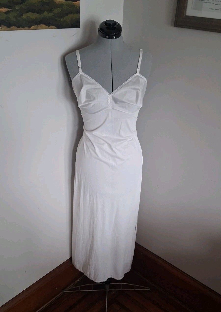 Vintage 1950s White Slip, Vintage Long White Maxi lace Gaymode JC Penney