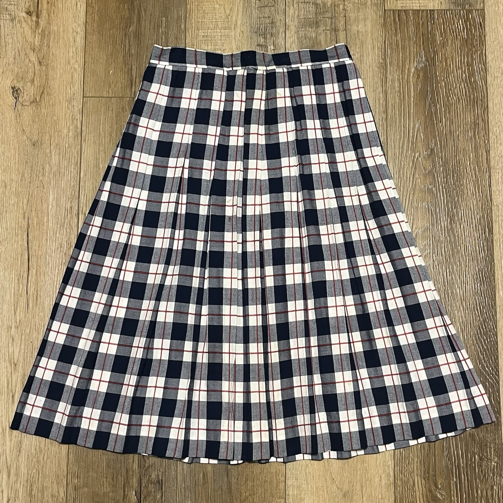 Vtg Talbots London Plaid Pleated Skirt Blue Red Sz 10 (28) Dark Academia Cottage