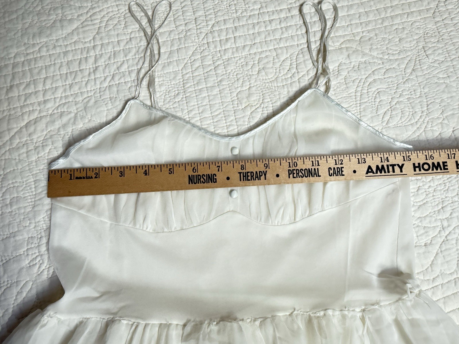 Vintage LAROS Womens 👗 Peignoir Spaghetti Strap Fit Flare Embroider Sz34 READ