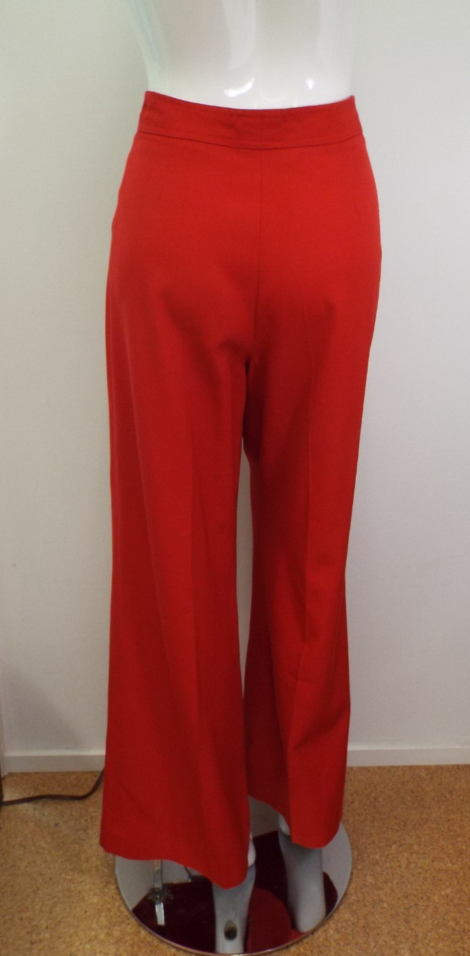 VTG 1970 Yves Saint Laurent Rive Gauche Red Wool Pants YSL Wide Leg Trousers USA