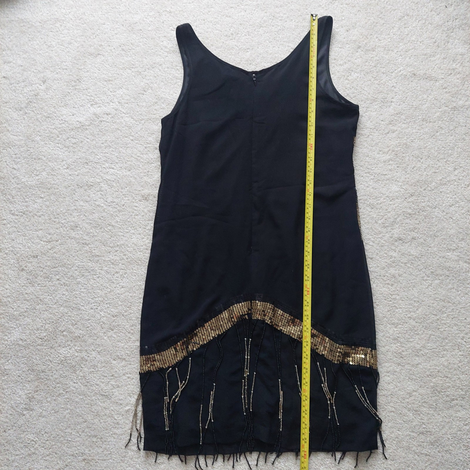 Attitude Retro 1920 Style Dress Flapper Spangled Tasseled Sequin Black Size 6