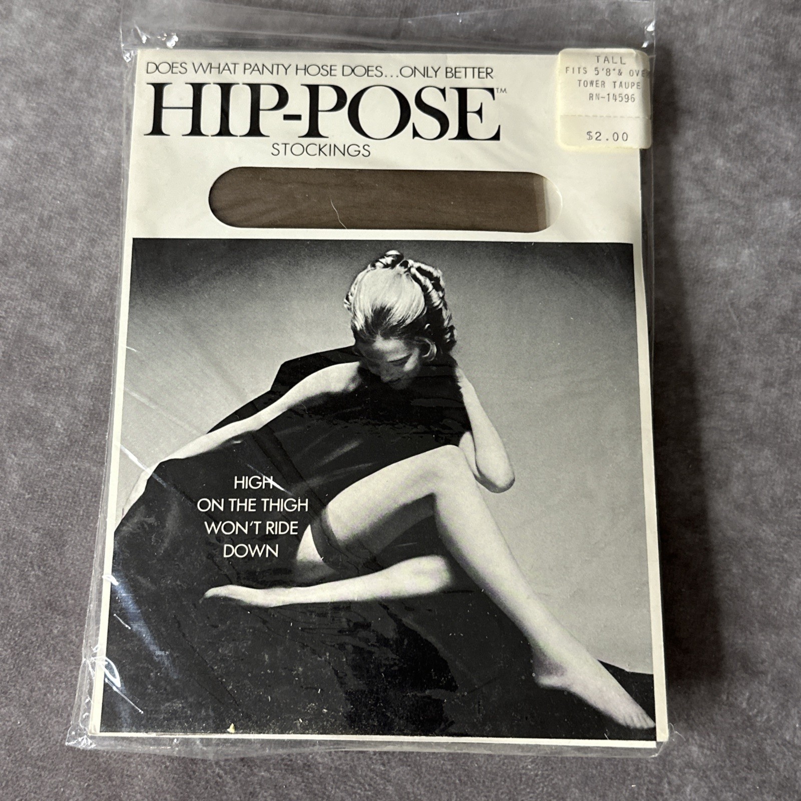 1 Mojud Hip-Pose Stockings High On The Thigh „Tall Tower Toupe” package VTG