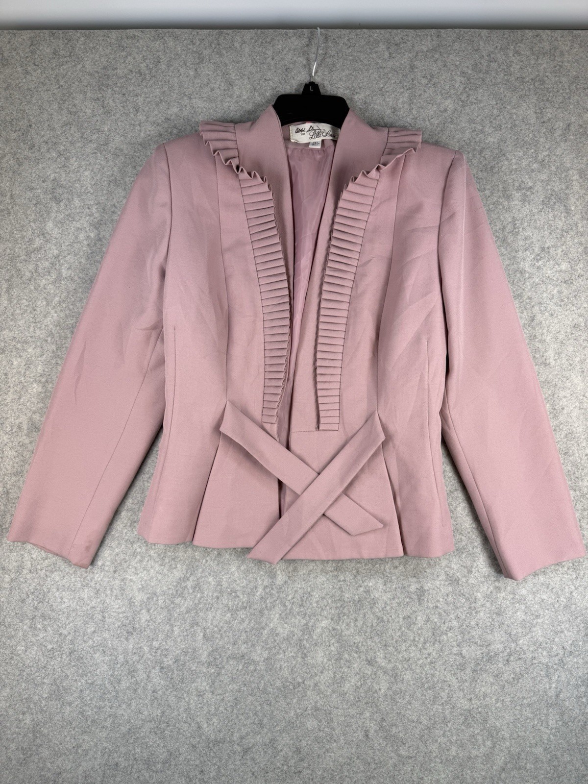 Vintage 70s Lilli Ann Adolph Schuman Pink Peplum Belted Blazer Jacket Ruffle M