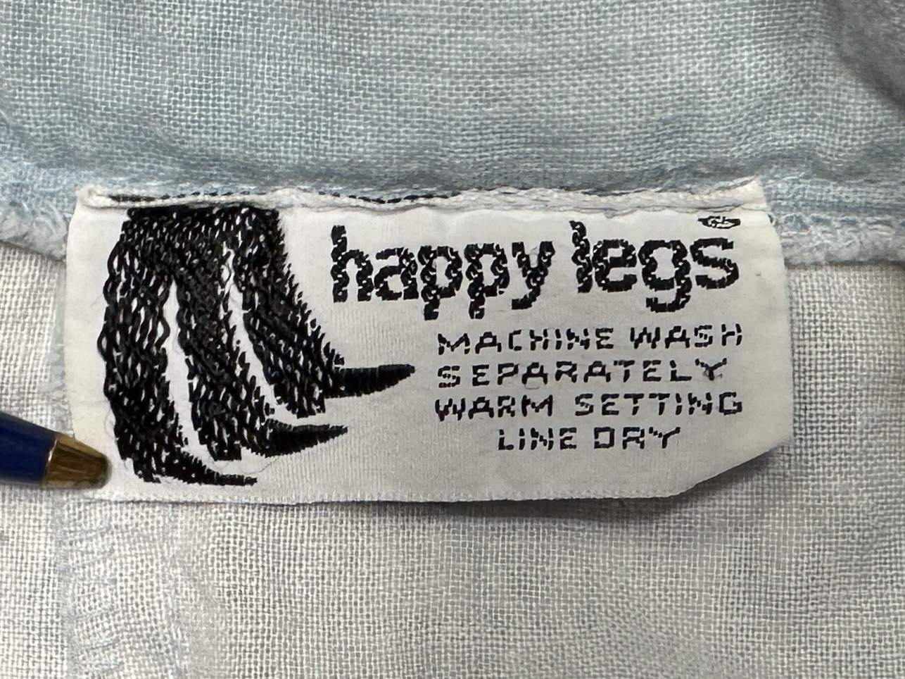 Vintage Happy Legs Pants Blue Cotton Flared Leg High Rise Pockets Size 26×30