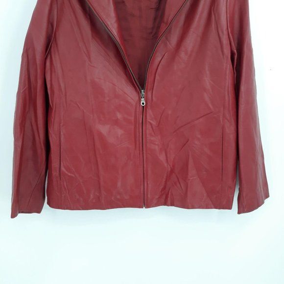 Vintage Midnight Velvet Jacket Faux Leather Moto Biker Zip Up Insulated Red XL
