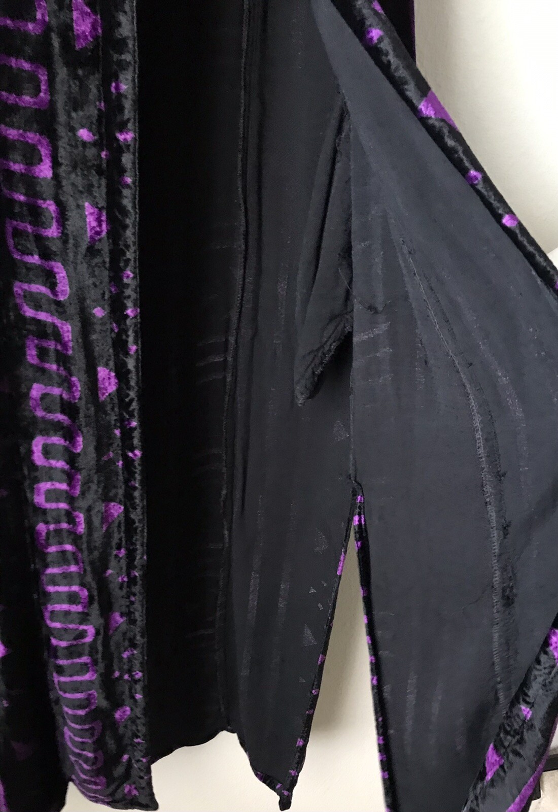 AsHro Black Purple Velvet Dress Kimono Kaftan Boho Maxi Tunic Cape Artsy Vtg