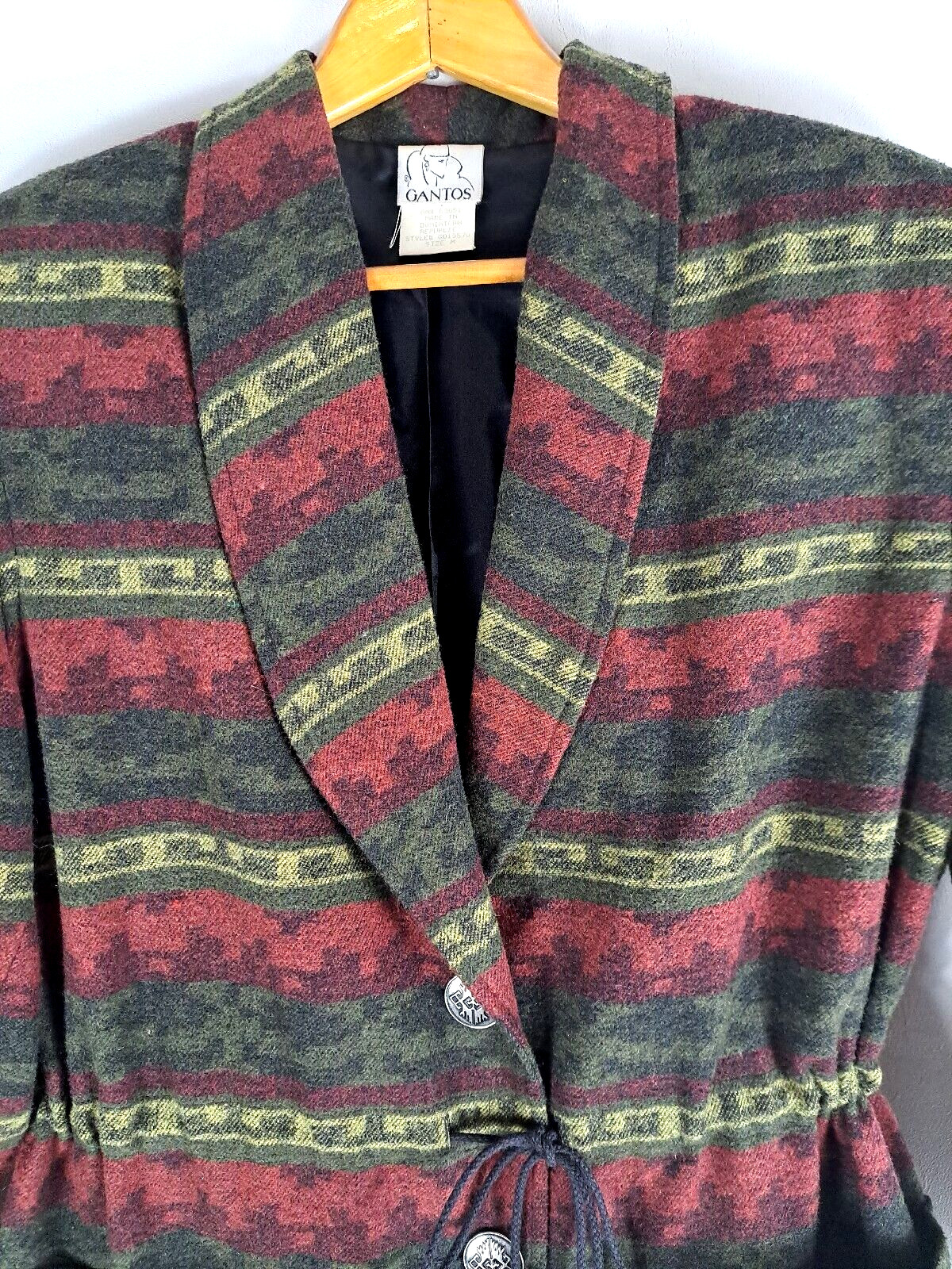 Women’s VTG Southwest Blazer Gantos Drawstring Waist Metal Buttons 80s Size M