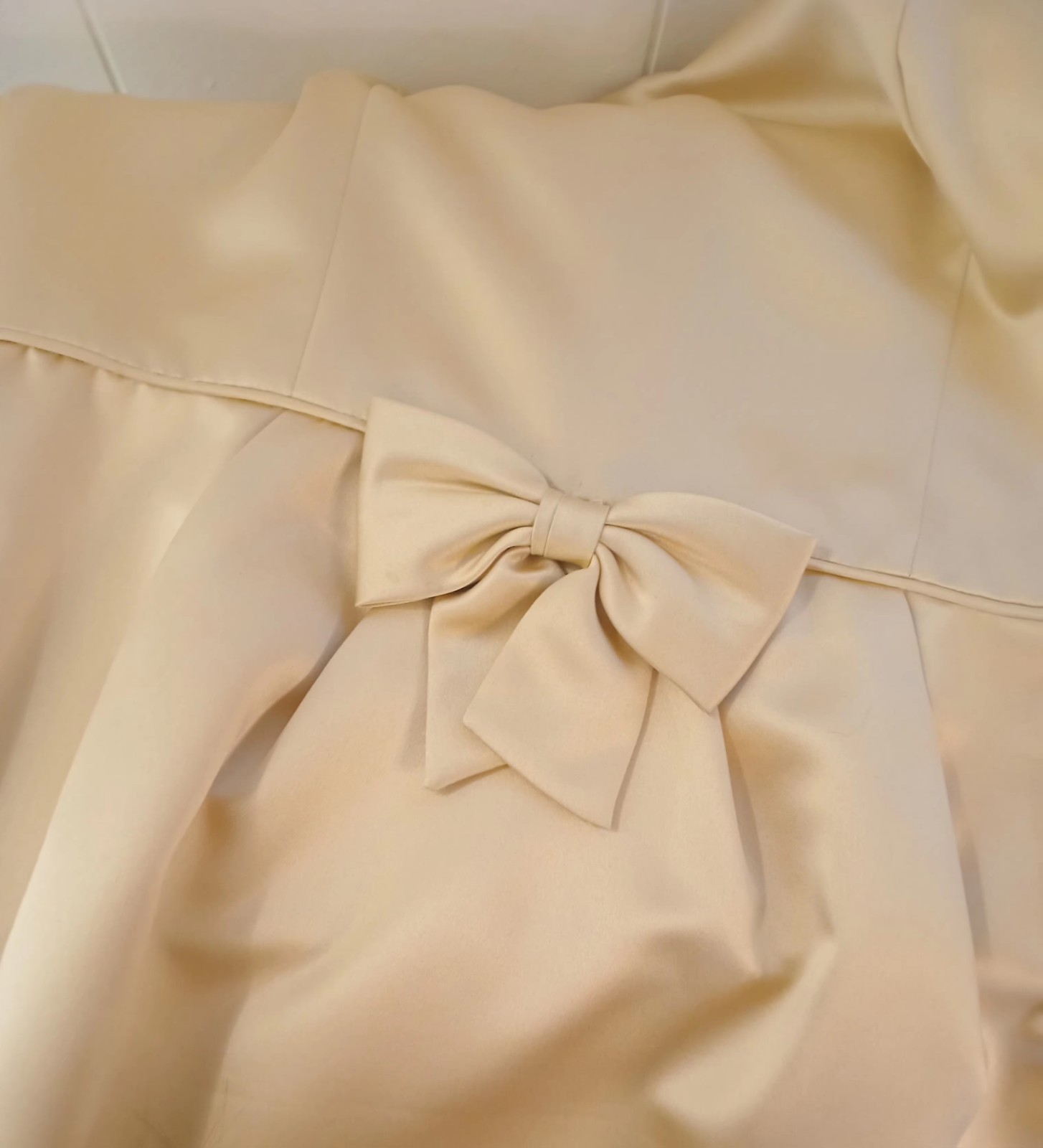 Fancy Vintage Champion Gold 80s Dress Cottagecore Bow Shoulder Padding
