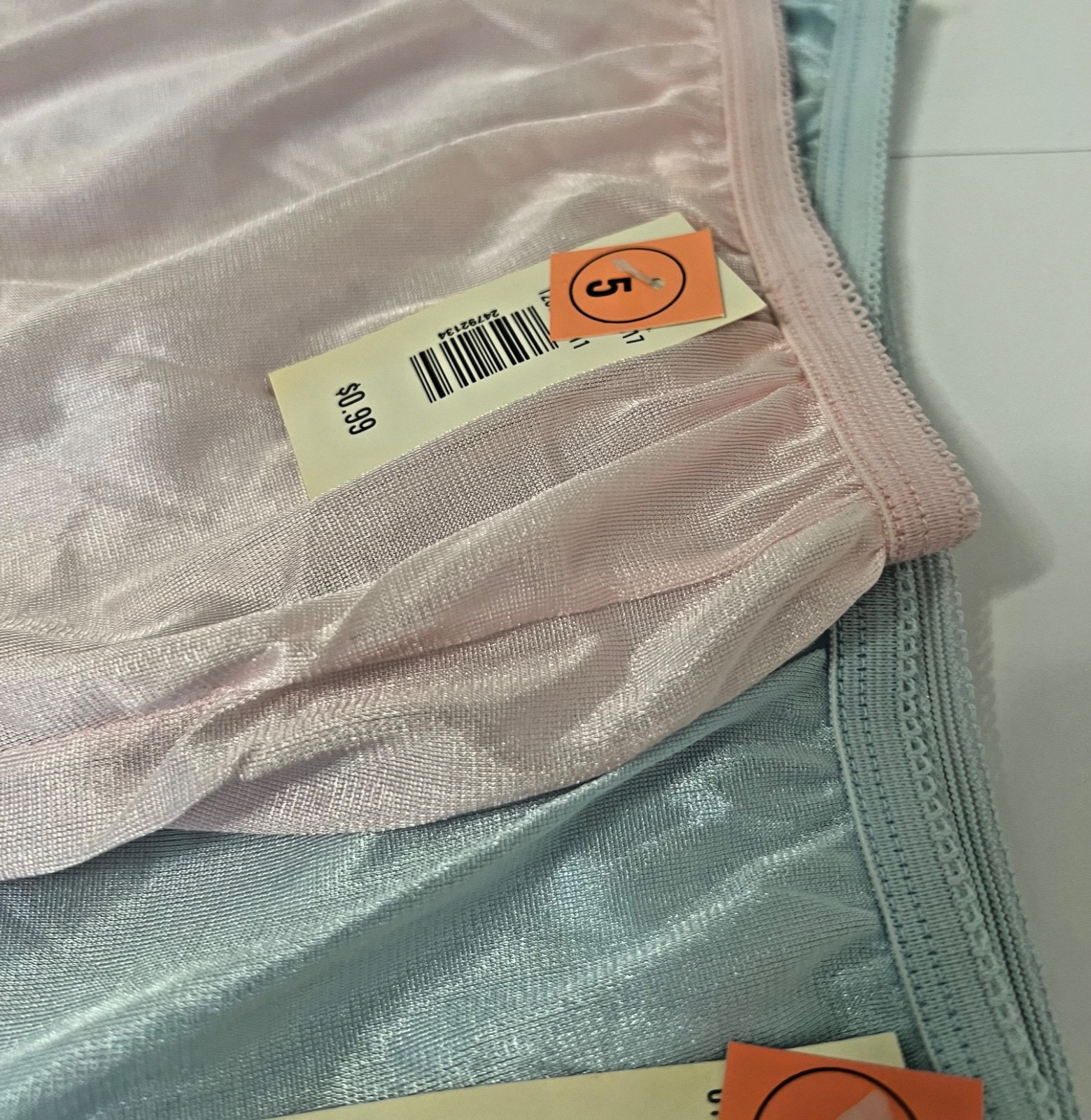 Granny Panties Lot 3 NWT Vtg Classic Satin Nylon Brief 2 Pink 1 Blue 1288 Size 5