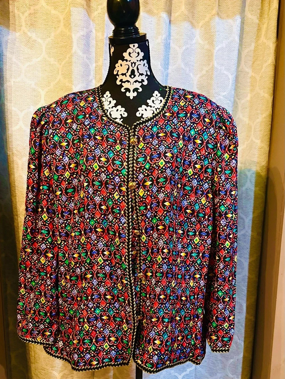Rare Vintage 80s/90s Maggy London Silk Jewel tone blazer jacket plus sz 24 (2X)