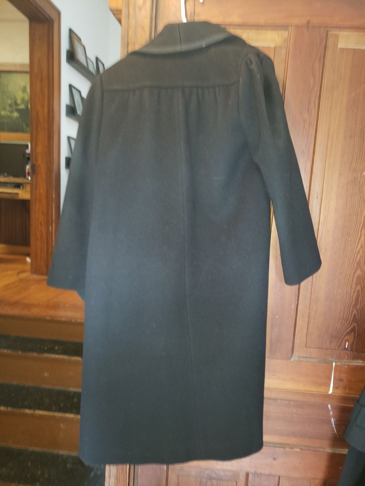 Vintage Pauline Trigere Full-Length Black Wool Women’s Dress Coat Trench Coat 12