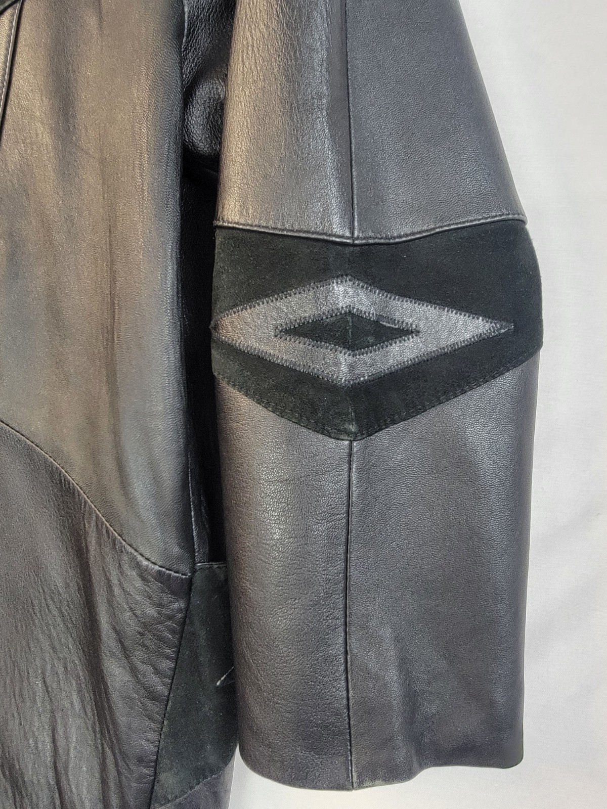 Vtg 80s Leather/suede Coat Tribal/Western Soft Lambs Leather SZ 42 Long