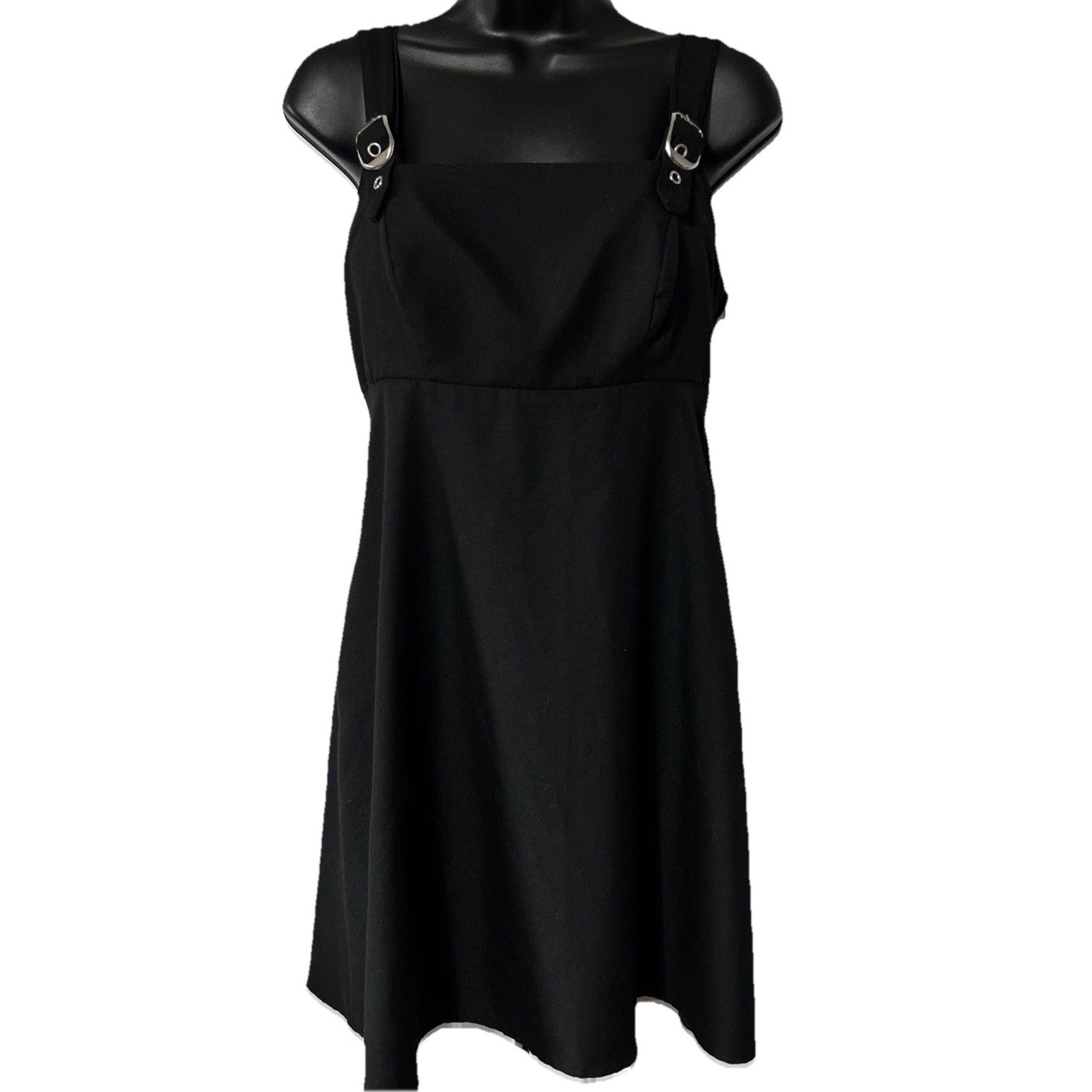 Hot Topic Buckle Strap Pinafore Dress Fit And Flare Black Size Small EUC