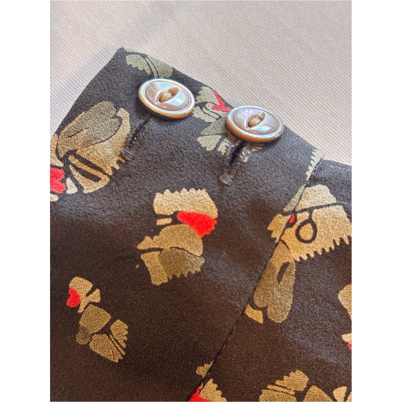 JONES NEW YORK Vintage 90s Brown Silk Button-Front Skirt Set Two Piece Size 6