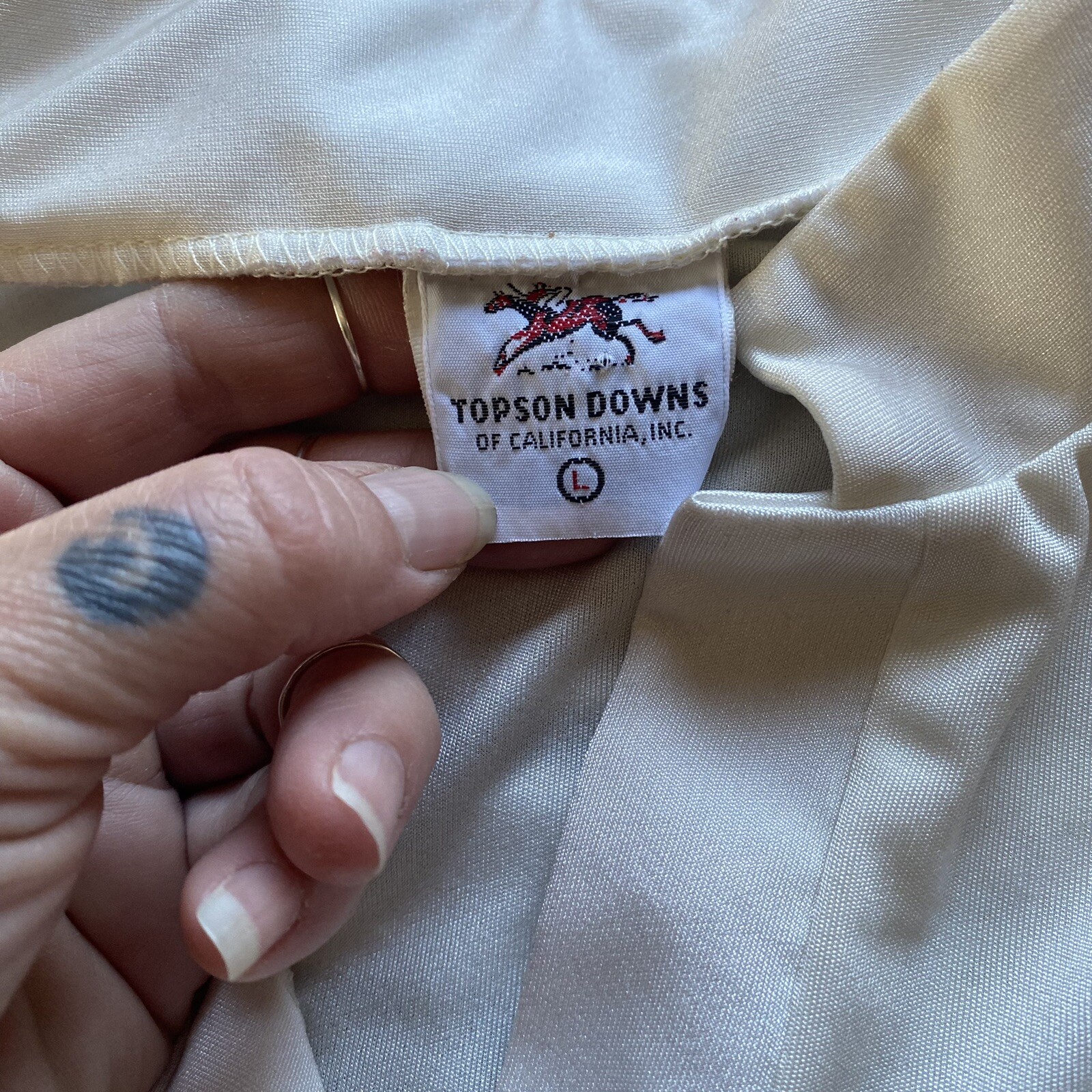 Vintage Topson Downs Of California Bohemian Blouse. Creamy White. Size Large.