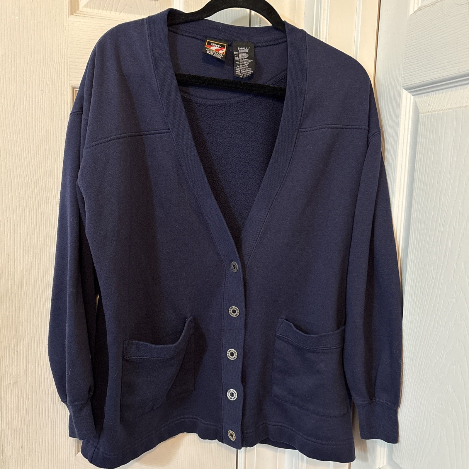 Vintage USA Olympic Women’s Fleece Cardigan Sweater JCPenney 90s Navy Blue Sz S