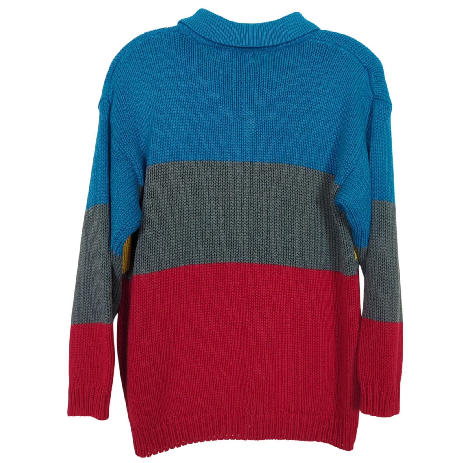 Vintage Gitano Knits Colorful Argyle Sweater size L Cheer Team with Collar 90’s