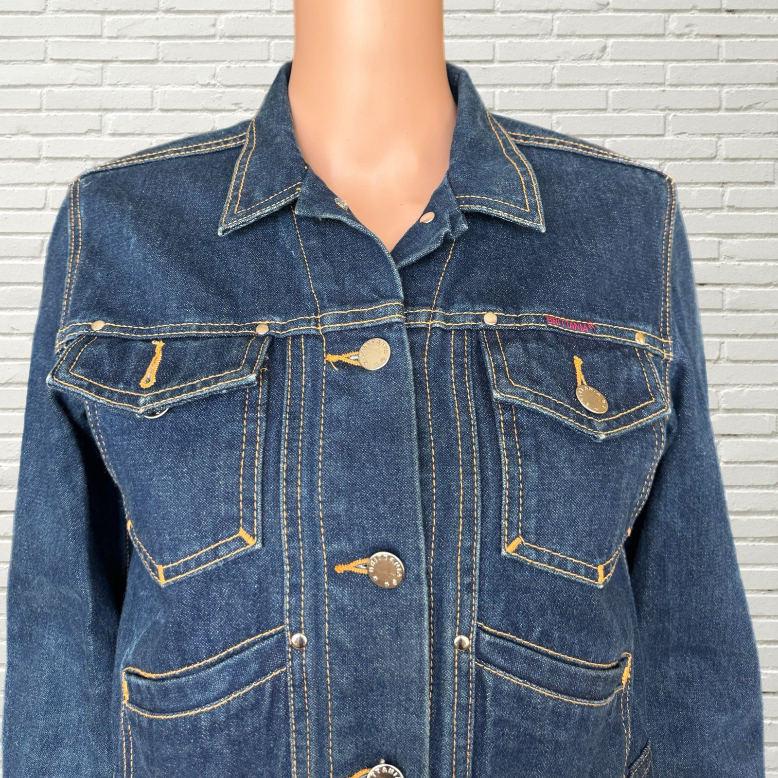 Vintage 70s Brittania Denim Jacket – Dark Indigo Fitted Cropped Jean Jacket Xs/s