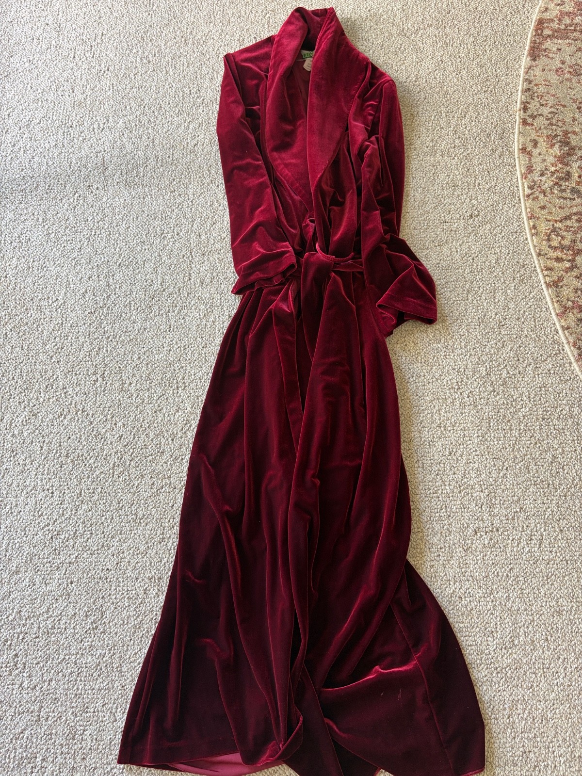 Vintage Diamond Tea Burgundy Velvet Velour Robe S Canadian Union Luxury Gown