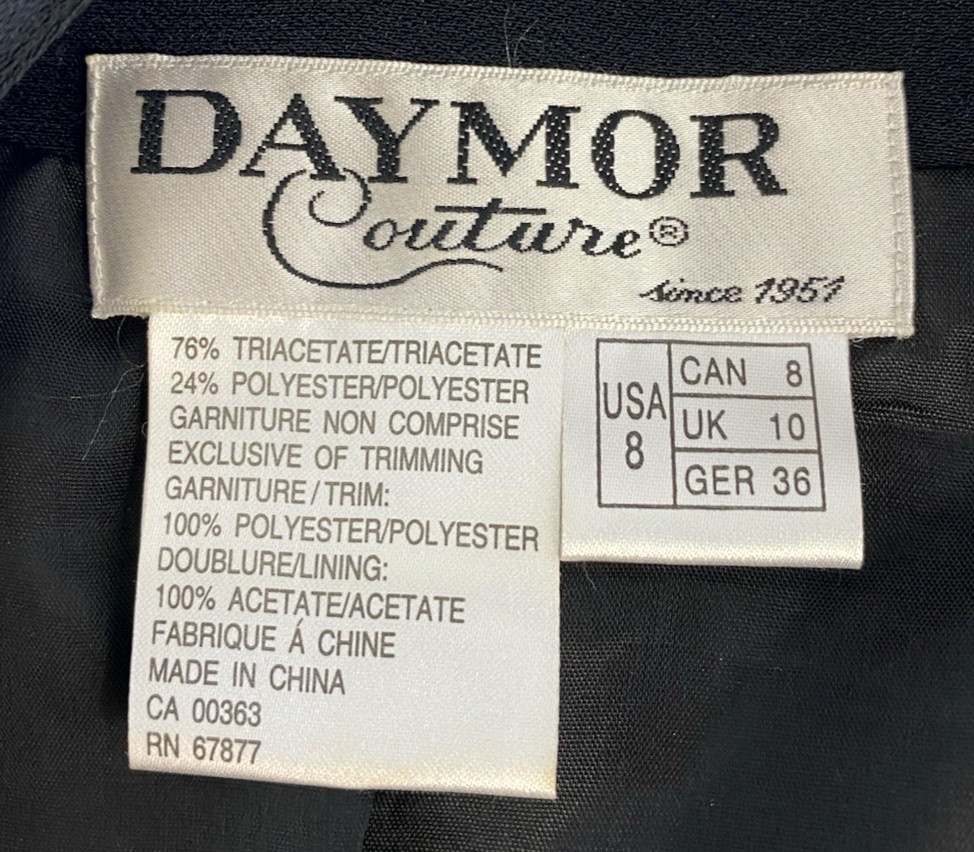 Vintage Daymor Couture 2 Piece Crepe Dress w/ Matching Jacket Women’s 8