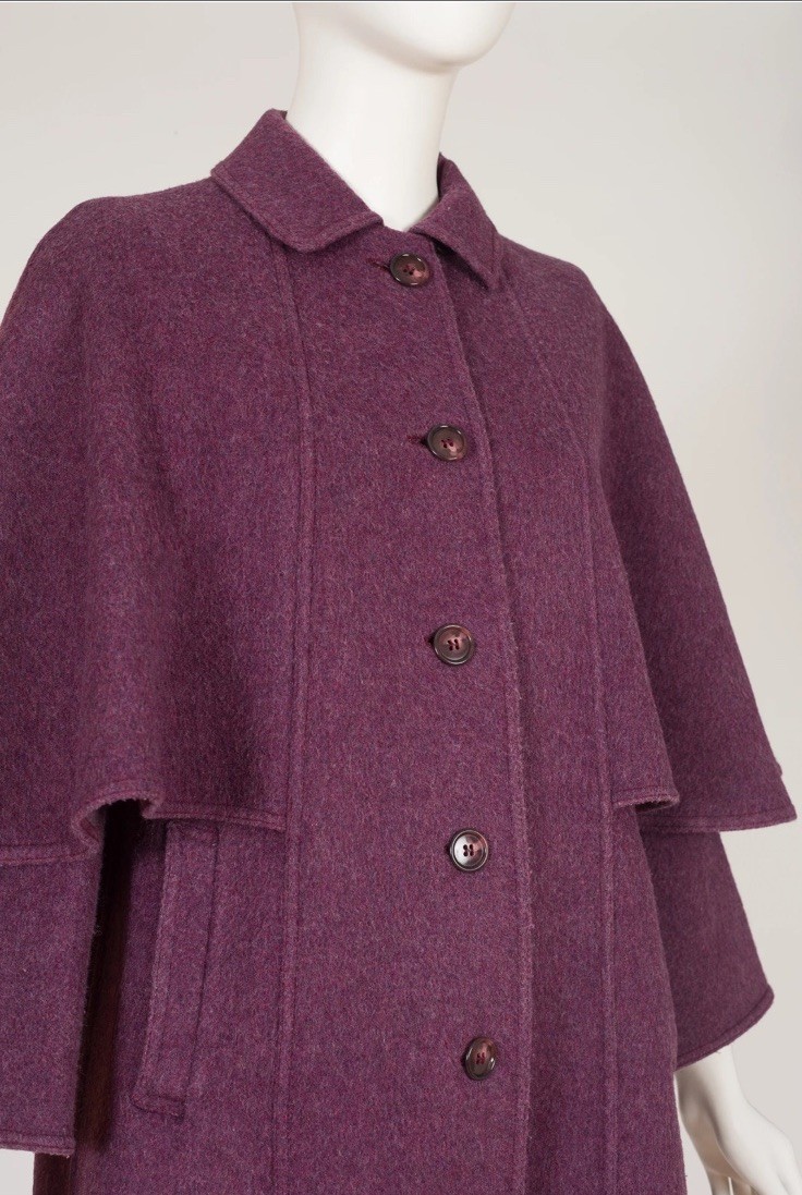 Vintage Wool Plum Cape Coat