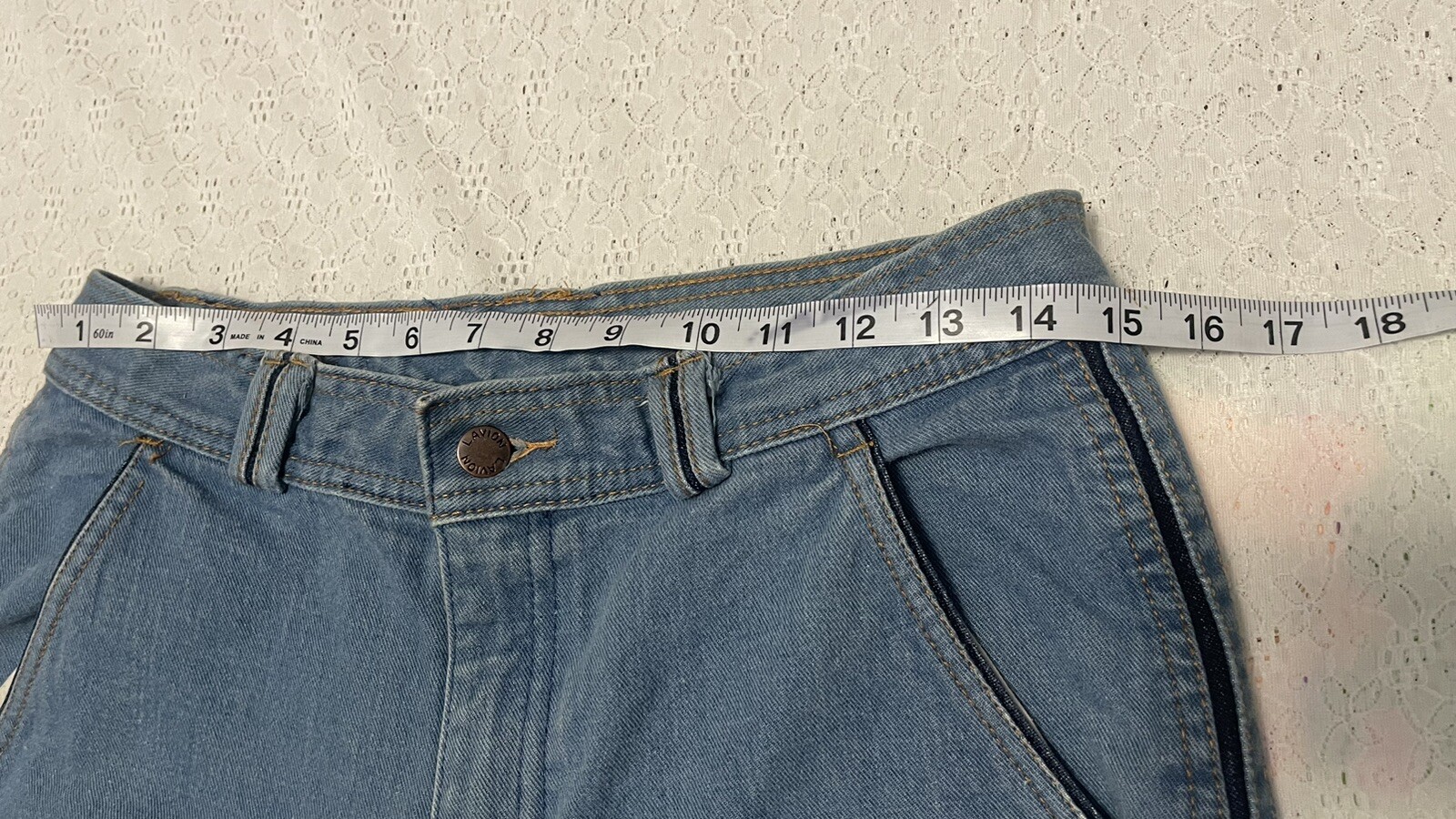 Vintage L’Avion Denim Womens Disco Jeans Wide Flared Retro 32×33 Medium Wash