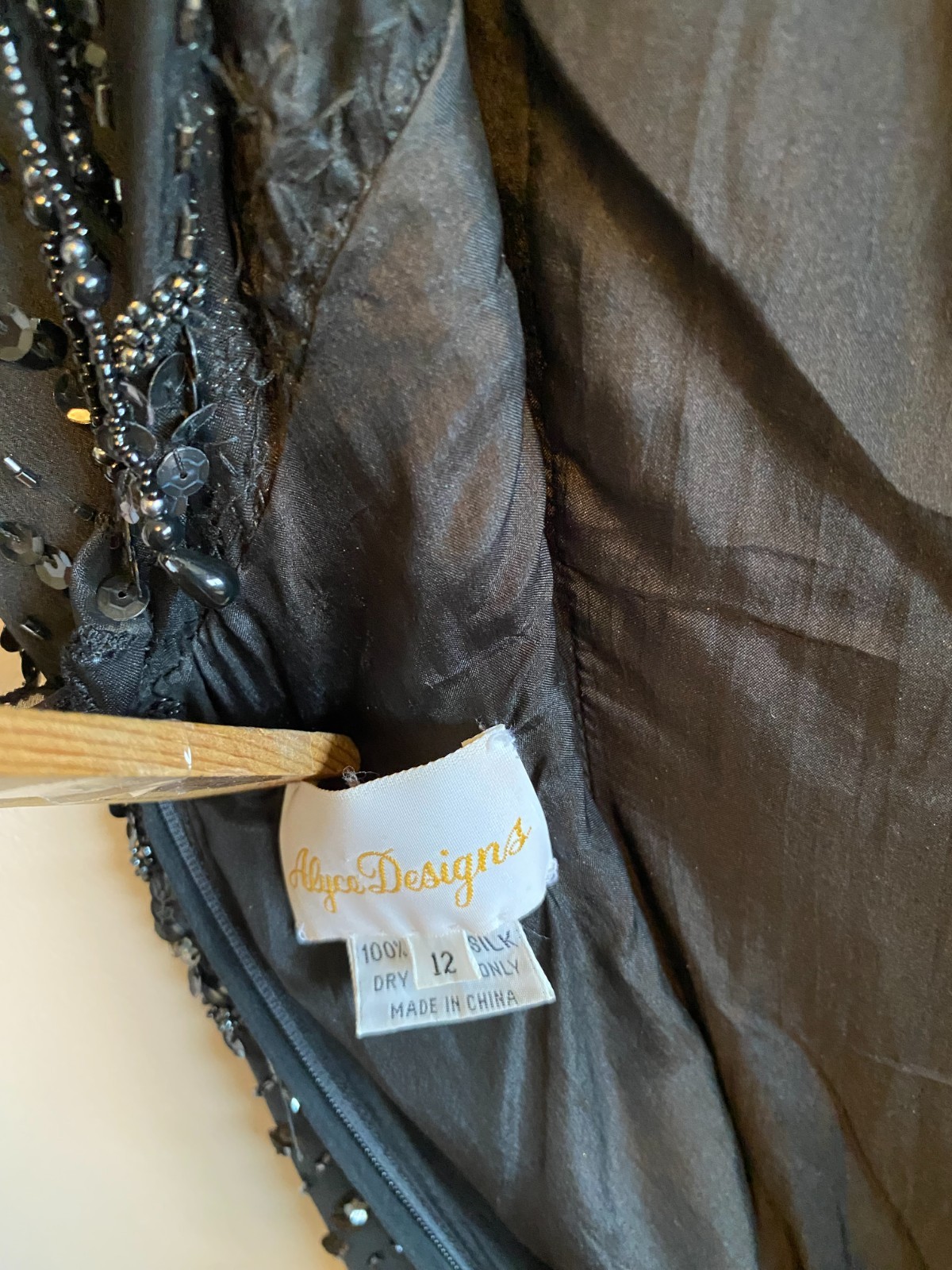 Vintage Alyce Designs 100% Silk Beaded Black Evening Gown Size 12