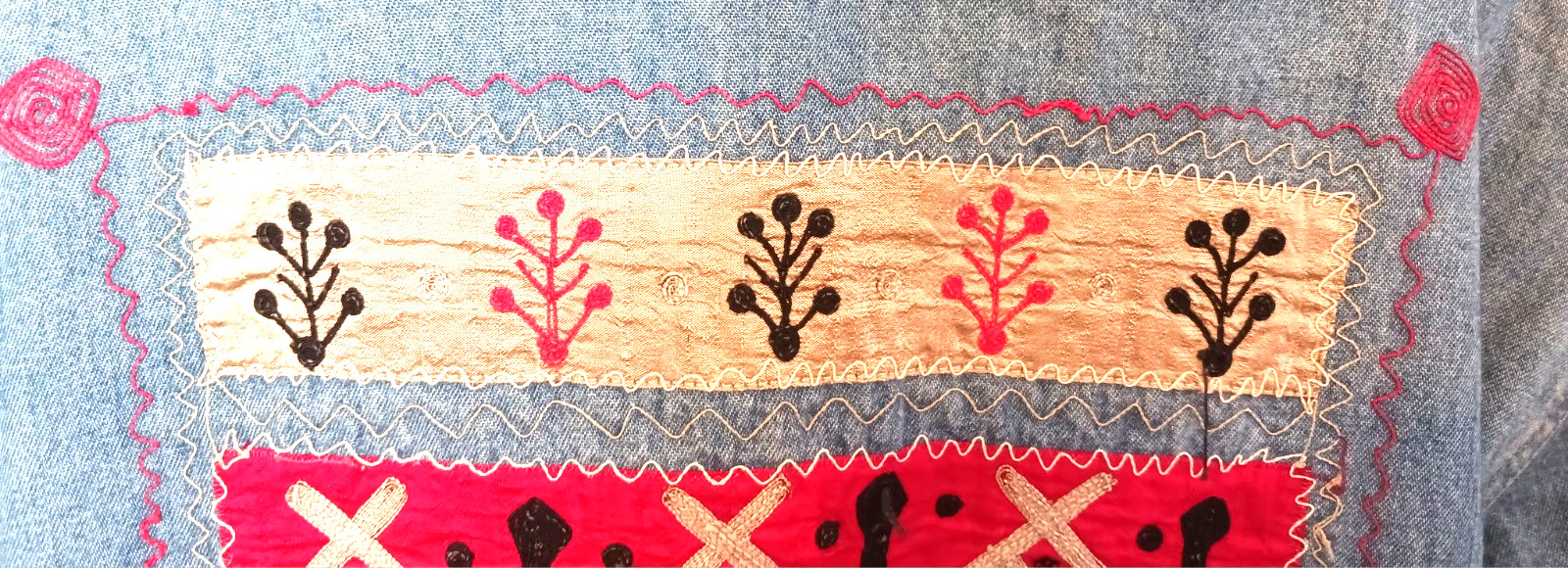 VTG Denim Jacket/Shirt Women’s Plus Size Tribal Slitweave Embroidery Ethnic Boho