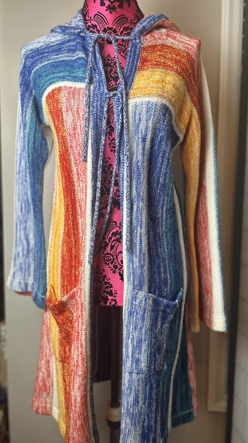 Vintage 70s Organically Grown Arpeja Lagen Hippy Boho Cardigan L Vibrant Color