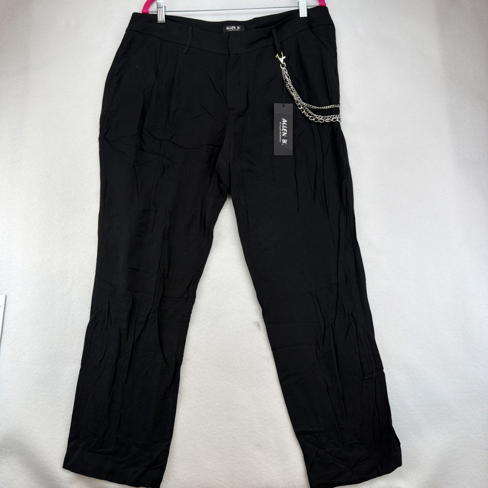 Allen B by Allen Schwartz Pants Women’s Rayon Sz 16 Black With Accent Chain NWT
