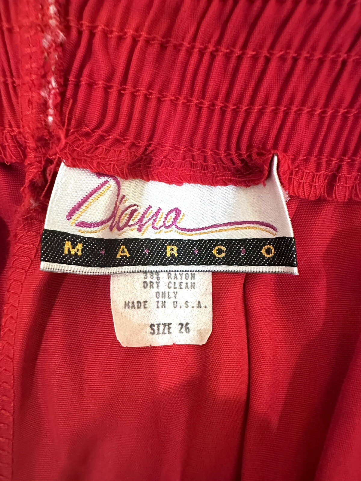 NWT Vintage 80s Diana Marco Red Stretchy Elastic Flowy Baggy Pants Size 26 New!