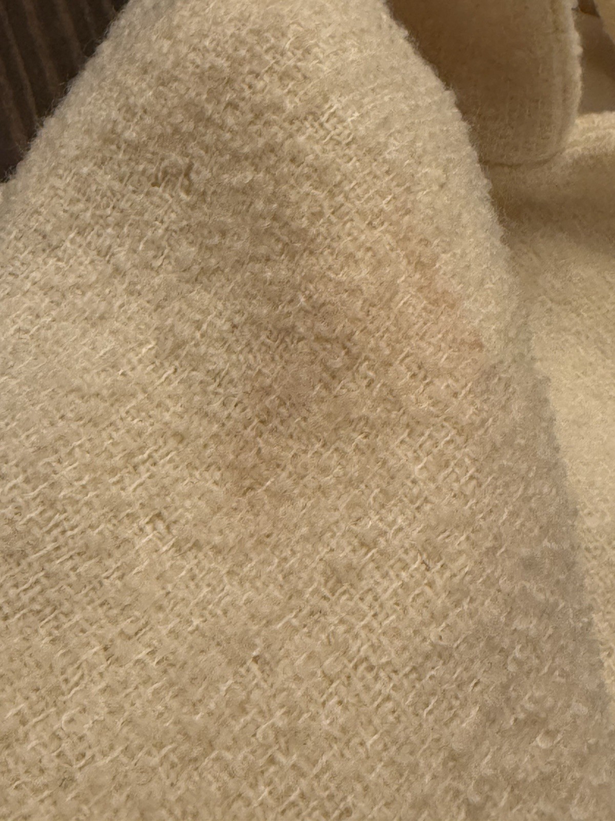 Vintage Shagmoor Cream Wool Button Front Bouclé Coat Size Large FLAWS