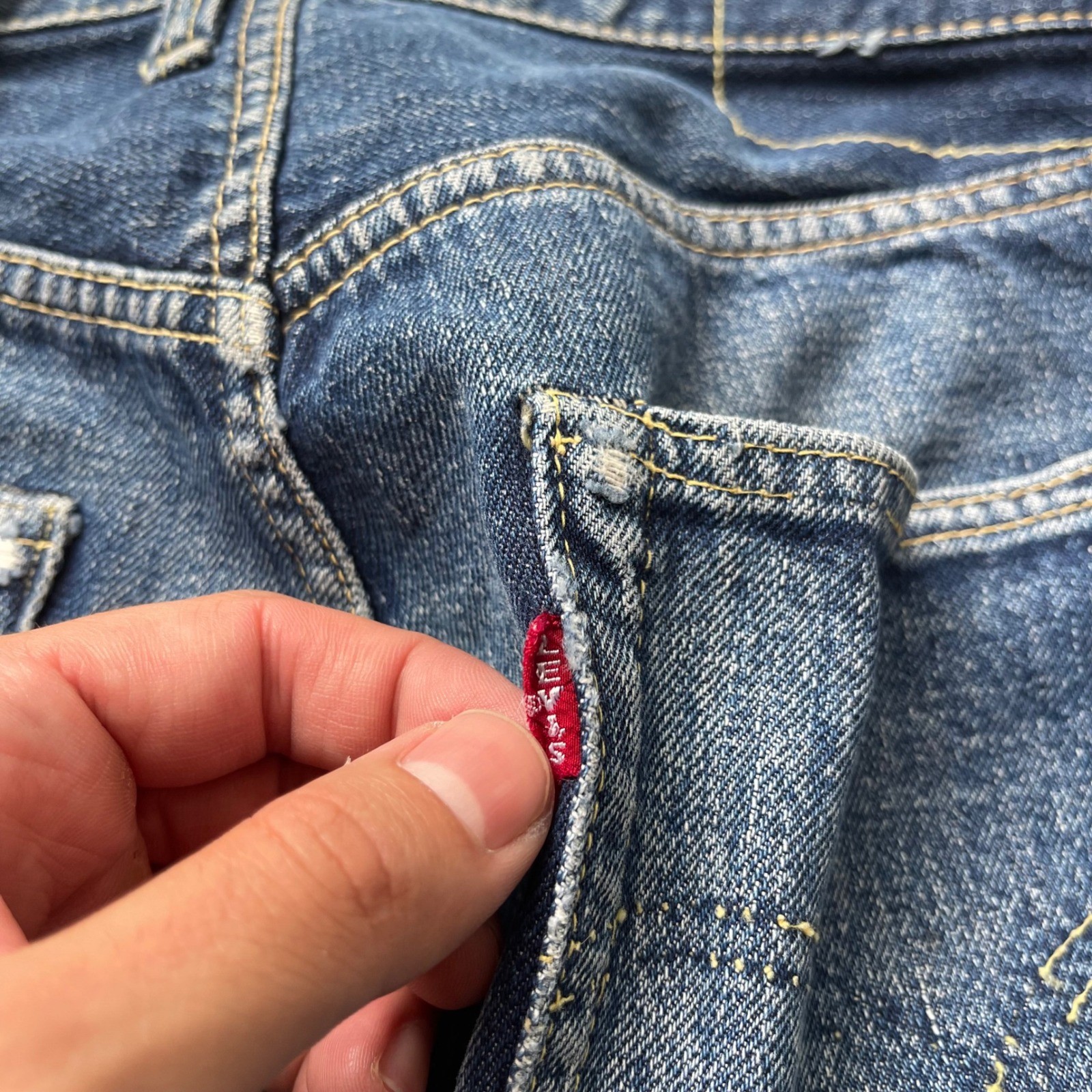 Vintage Levis 501 Big E Selvedge Denim Shorts Indigo Hidden Rivet High Waist 27