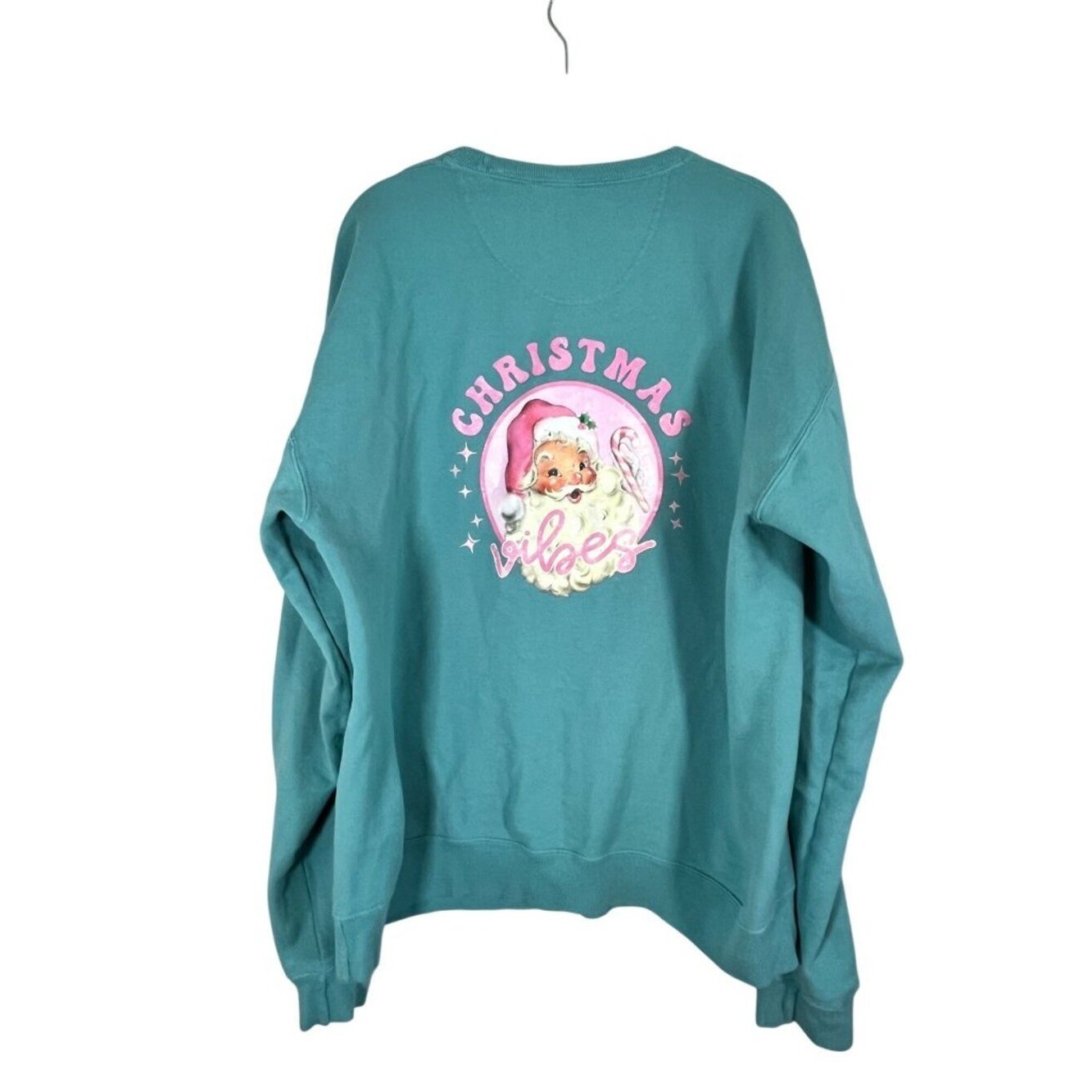 Retro Christmas Sweatshirt Green L Festive Holiday Santa Feminine Classic Chic