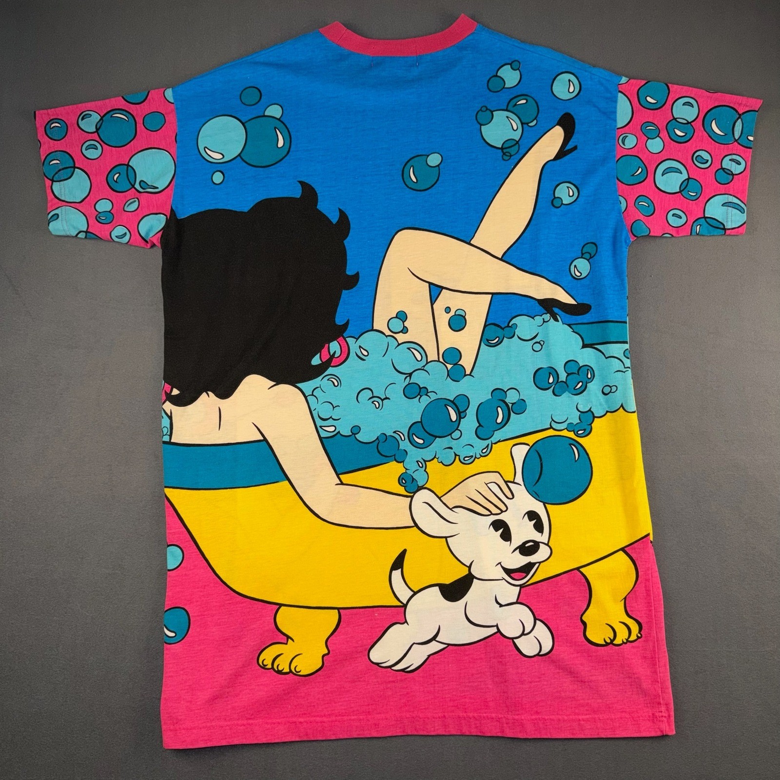 VTG 1994 Betty Boop Intimates Nightgown Bubble Bath All Over Print Sleep Shirt